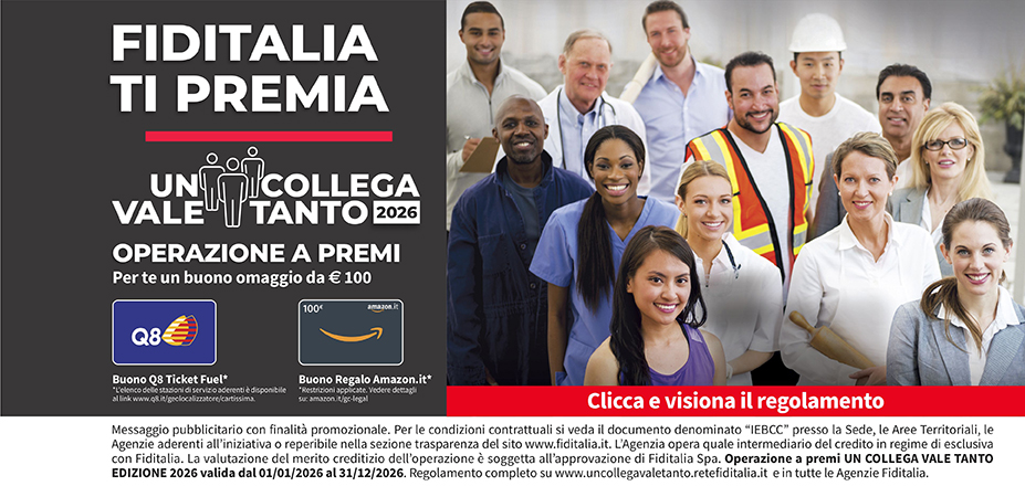 Agenzia Finalba Srls Fiditalia | Alba, Cuneo, Asti | Fiditalia ti premia - Vinci un buono omaggio da €100. Operazione a premi. Clicca e visiona il regolamento. Operazione a premi UN COLLEGA VALE TANTO 2025 valida dal 01/01/2025 al 31/12/2025. Regolamento completo www.uncollegavaletanto.retefiditalia.it